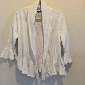 JEANNE PIERRE White Ruffle Hem Sweater